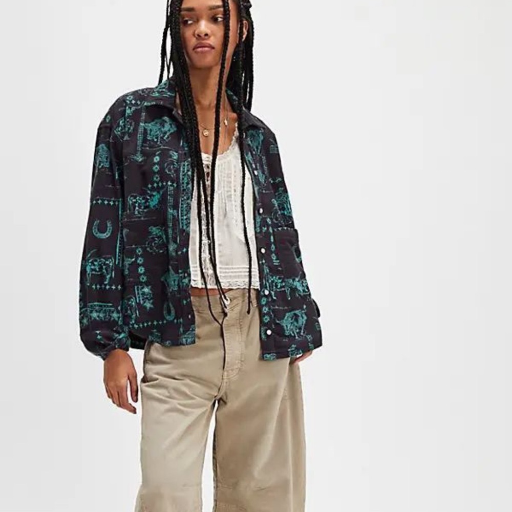 Free People We The Free Calico Flannel Jacket
